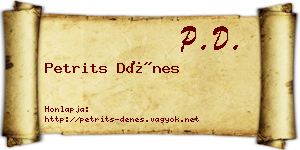 Petrits Dénes névjegykártya