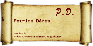 Petrits Dénes névjegykártya